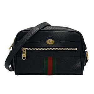 Gucci Shoulder Bag Sherry (web) 719885 Black X Green X Red Leather